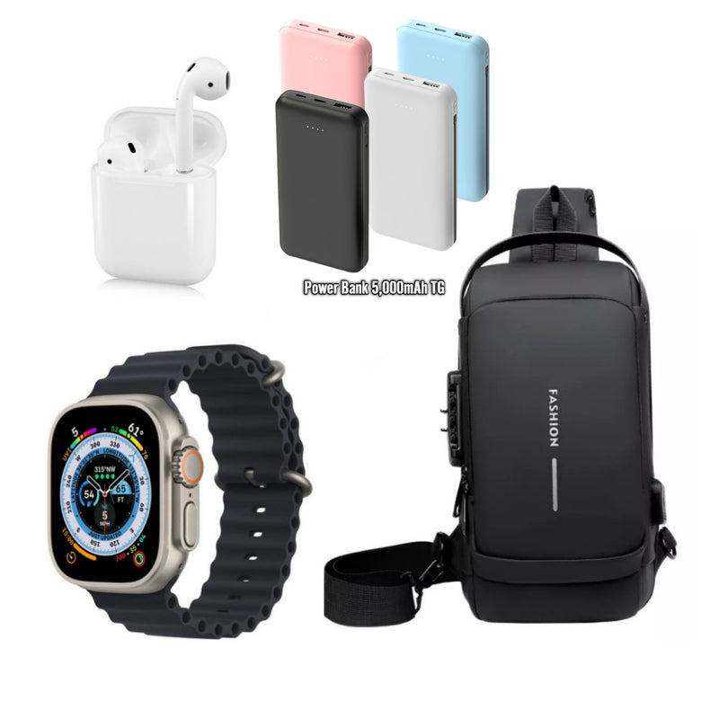 Bolso + Power Bank TG+ Reloj y Audifonos